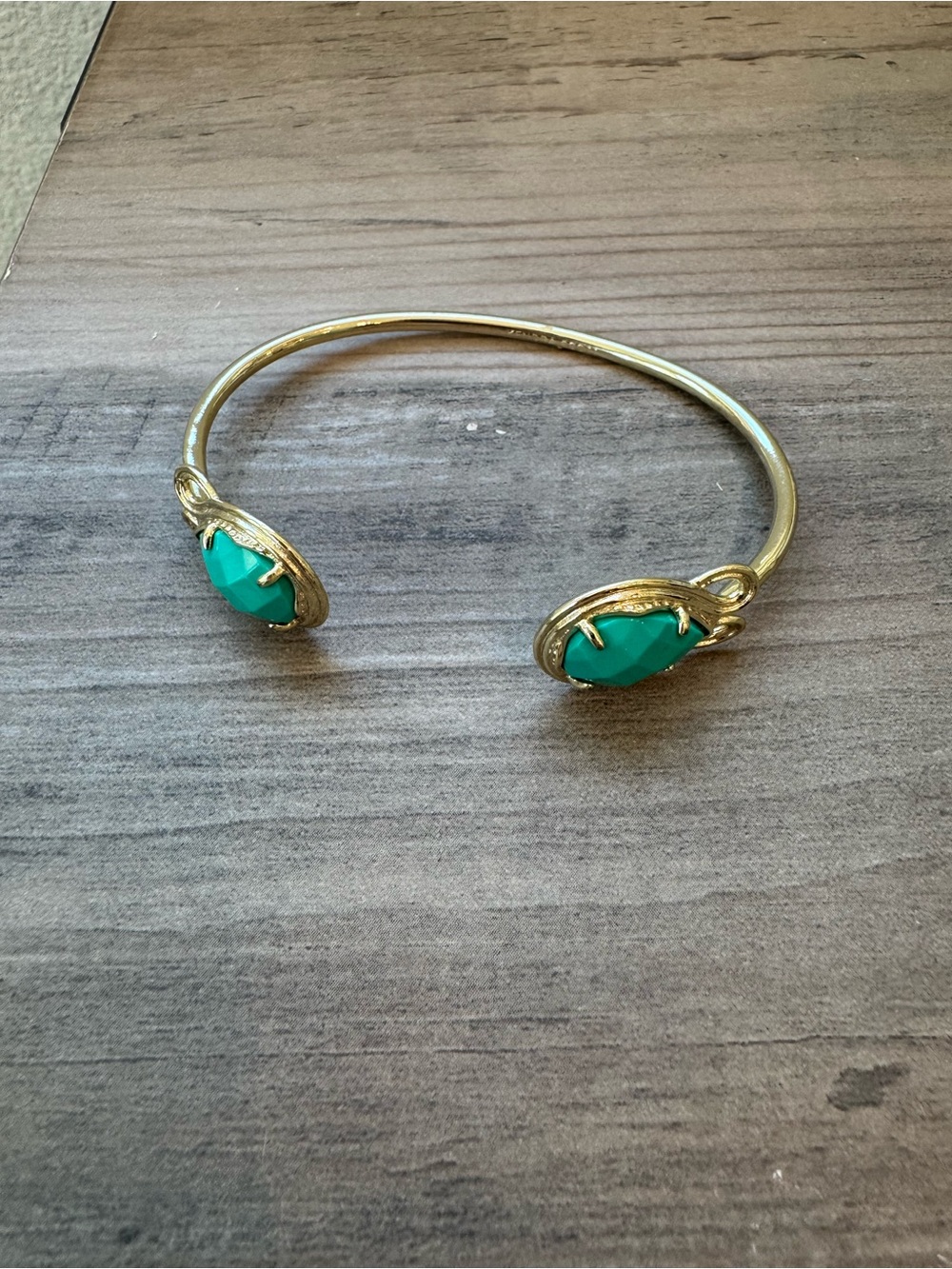Kendra Scott Gold Open Cuff with Turquoise Green Stones